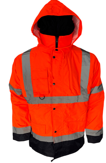 kurtka-odlaskowa-ocieplana-uran-2 Kurtka odblaskowa ocieplana URAN - przód - fluorescencyjny materiał - pomarańczowa - wzmacniania