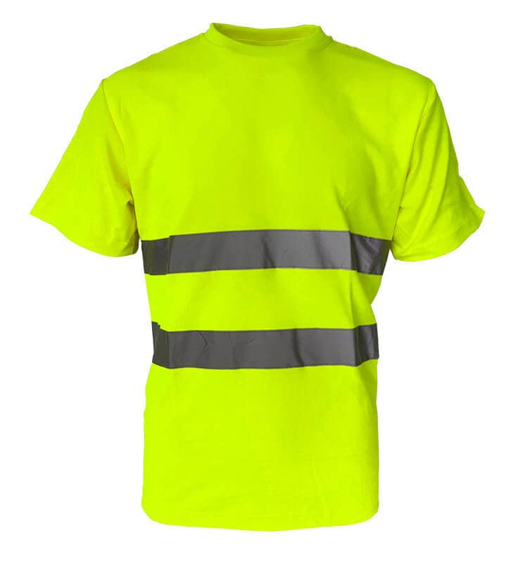 xxl-meteor-żółta - przód Koszulka odblaskowa z krótkim rękawem 45% poliester na zewnątrz i 55% bawełna na zewnątrz - gramtaura 160g - Meteor