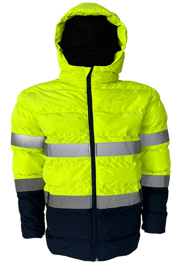 Kurtka odblaskowa ocieplana Pluton - taśmy odblaskowe - fluorescencyjna - 100% poliester - przód